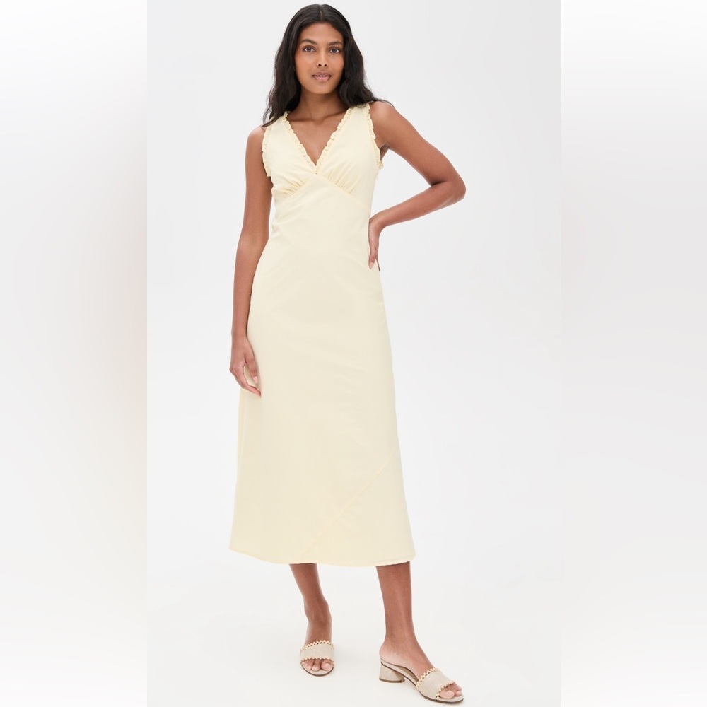 NWT WAYF Midi Dress in Straw Yellow. Size Small